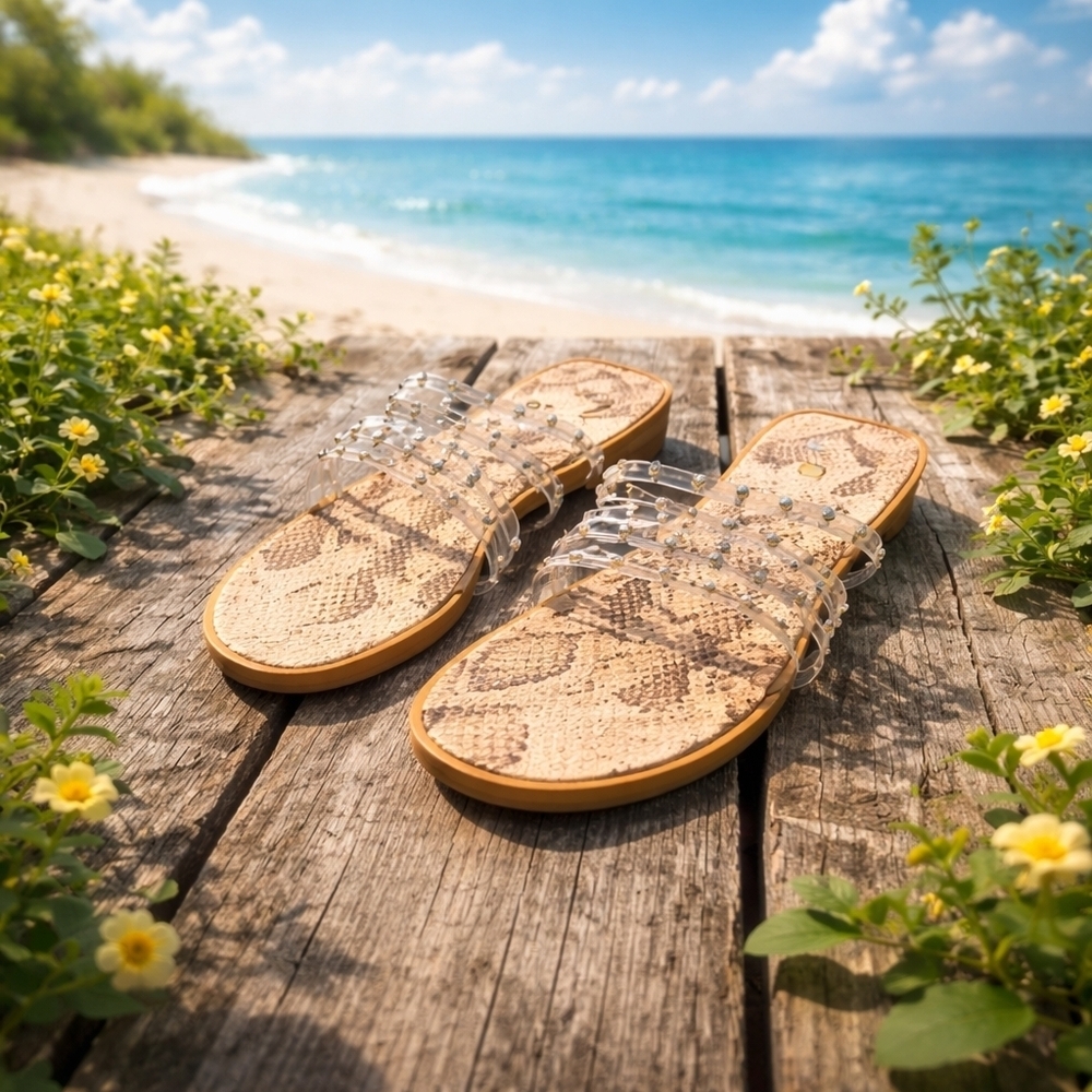 Clear Strap Dolce Vita Resort Wear Snakeskin Studded Sandals